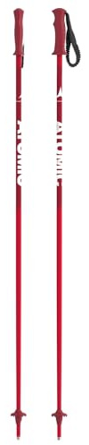 ATOMIC AMT Jr Bastones de esquí, 95 cm de longitud, rojos, aluminio 95*, empuñadura ergonómica Jr, dragonera elástica para niños, roseta de 50 mm