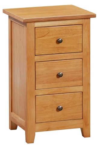 Hallowood Furniture Aston 3 Drawer Narrow Bedside Table for Small Spaces