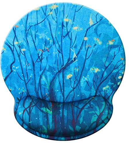 Jahosin Tappetino per mouse con supporto per il polso, ergonomico in memory foam, base in gomma antiscivolo per computer e ufficio 25x23 Bluetree