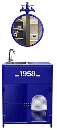 ZARBAILRE Lavabo Industriel, Iron Art Meuble Salle De Bain De Style Loft, Retro Vasque et Meuble sous Vasque pour Bar Ktv Cyber Café Style Industriel (N)