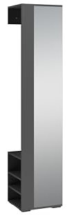 byLIVING Flurgarderobe Ben/Garderobe Anthrazit mit Spiegel/Spiegelschrank für Flur mit Kleiderstange und Ablage/B 40, H 184, T 35 cm