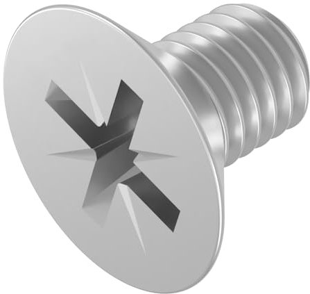 SECCARO Viti a testa svasata M5 x 8 mm, in acciaio inox V2A VA A2, DIN 965, Phillips PZ, filettatura completa, 20 pezzi