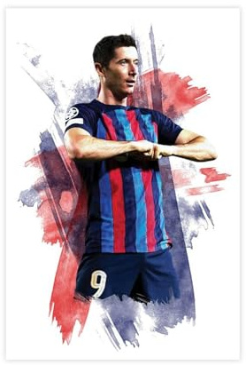 DEZARO Robert Lewandowski – Fußballspieler-Poster, Leinwand, Poster, Schlafzimmer, Dekoration, Sport, Landschaft, Büro, Raumdekoration, Geschenk, ungerahmt, 20 x 30 cm