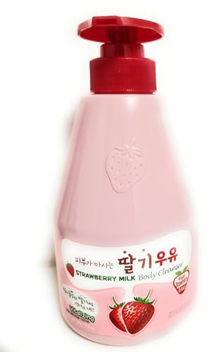 KWAILNARA Strawberry Milk Body Cleanser 560g | Korean Moisturizing Body Wash with Milk Protein & Strawberry Extract | Hydrating, Brightening, Nourishing Daily Shower Gel for Soft Smooth Skin