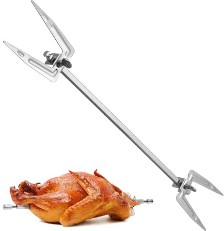 TOVINANNA Forchetta per Girarrosto Universale in Acciaio Inox - Spiedo per Friggitrice ad Aria e Forno Elettrico 25cm, Accessorio Professionale per Pollo Arrosto e Barbecue