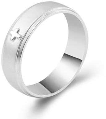 AMDXD 18K Weiß Gold 750 Ringe, Kreuz Hochzeitsring Oval Form, Herren Verlobungsring Au750 Gold Partnerringe Echt Goldschmuck