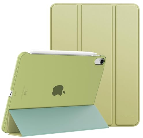 MoKo Funda para iPad Air 11 Pulgadas (M3 2025/M2 2024), iPad Air 5/4 Generación 2022/2020 10,9, Funda Inteligente Ultrafina de PC Rígido Translúcido con Soporte Touch ID, Helecho Silvestre Verde