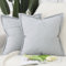 Madizz 2er Set Polyester Leinen Kissenbezügen mit breiter Kante Weiche dekorative Kissenbezüge für Sofa Schlafzimmer Kissenhülle Graulila 60x60 cm Quadrat