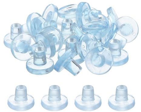 QUARKZMAN 26 Pcs Patins en Caoutchouc Transparents pour Plateau de Table en Verre avec Tige, 8mm/0.31 Pouce, Anti-Collision, Antidérapants (Convient pour Un Trou de 1/3 Pouce)