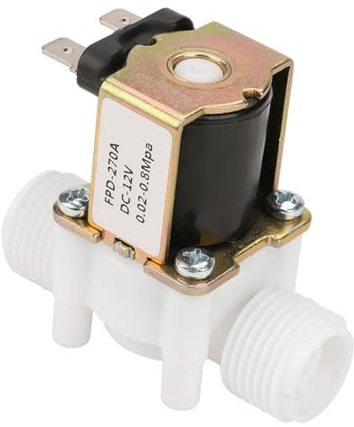 12-Wasser-Magnetventil, 12-V-Magnetventil Va, Armaturen 12 V G1 2 Nc Kunststoff-Elektroeinlass-Magnetventil Wasserventil für die Wasserabgabe
