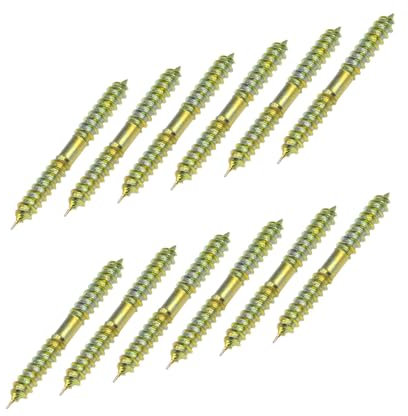 12 Pcs Hanger Bolts, 6x60mm Double Ended Self-Tapping Thread Screws, Wood to Wood Dowel for Connecting (12, 6x60mm)