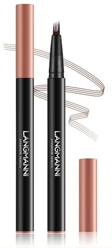 Wasserdichter 3D Augenbrauenstift mit 4 Gabelspitzen, Microblading Augenbrauenstift, Augenbrauen Stift Härchenzeichnung fur Schnell Trocknend, Langlebiger Natürlicher Eyebrow pencil(02hellbraun)