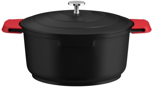 Topf Induktions Kochtopf Homelux 24cm Topf mit Deckel, Antihaftbeschichtung, Silikongriffüberzug, 4L Suppentöpfe aus Aluminium für alle Herdarten