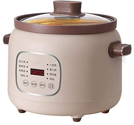 Pentola elettrica stufato, pentola a Cottura lenta con Rivestimento in Ceramica, Multifunzione Uso Domestico con Timer Ritardo 24 Ore Funzione Mantenimento in Caldo, 3 Litri (da 4 a 5 Persone)