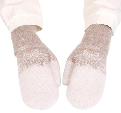 Bseical Damen Handschuhe Schnee Blume Druck halten Warm Herbst Winter Fausthandschuhe Fäustlinge Strickhandschuhe Outdoor (Hellrosa)