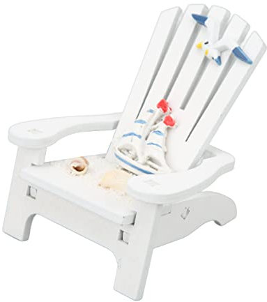 OUCRIY Strandkorb in Form eines Segelboots, Holzstuhl, Handgefertigte Inneneinrichtung, Figur Im Mediterranen Stil, Mini-Strandkorb-Zubehör, Mini-Strandstuhl-Figur, L