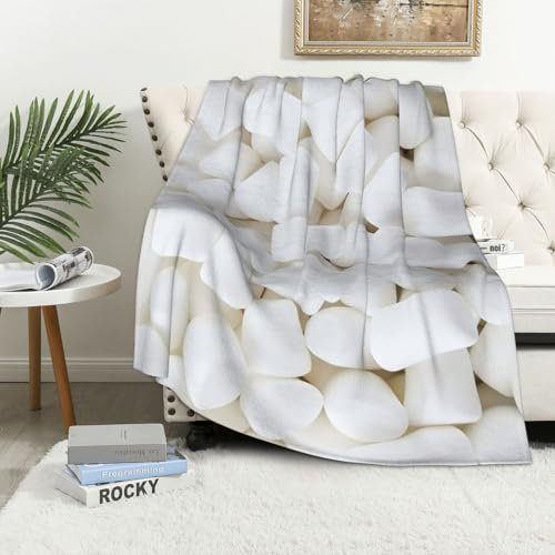 Marshmallow-Decke – realistische Lebensmitteldecke, gemütlicher Überwurf mit Marshmallow-Motiv für Sofa, Bett, einzigartiges Geschenk für Marshmallow-Liebhaber, weiche Decke für Kinder, Teenager,