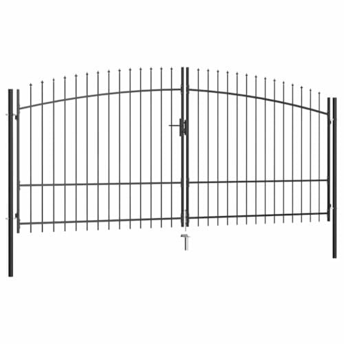Willood Doppelflügel-Gartentor mit Speerspitzen 400 x 225cm Doppeltor Zauntor Gartenpforte Hoftor Flügeltor Gartentür Zauntür Tor Industrietor
