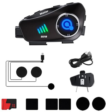 BINGGA Helmets - Intercomunicador compatible con Bluetooth con grabadora de conducción 1080P 120°, auriculares de 360 grados, cámara