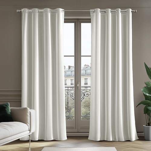 Deconovo 100% Verdunkelungsvorhänge Samt Blickdicht Gardinen mit Ösen Samtvorhänge für Schlafzimmer Velvet Curtains Samtvorhang Vorhang Kälteschutz Dicke, 260x140cm(HöhexBreite), Beige, 2er Set