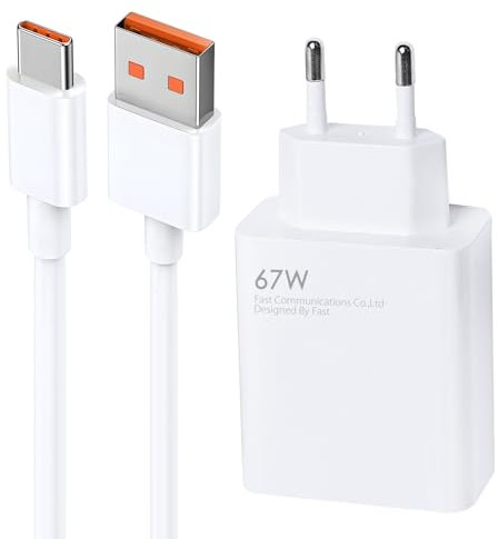 Cargador Xiaomi 67W, Cargador de Pared de Carga Rapido, Cargador con Cable USB C de 1.5m para Xiaomi 11T 12 13T 12s 12 ProPlus, Poco X6, F5, X5, Redmi Note 13 12 Pro 11