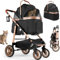 MAMIZO 4 in 1 Hundewagen, Hundebuggy bis 25kg, 360° Gummiräder mit Stoßdämpfung, Faltbar Hund Kinderwagen, Hunde Buggy, Hundebuggy Hunde, Hundebuggy Geländegängig, Katzenwagen (Schwarz)