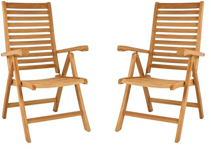 Divero 2er Set Klappstuhl Capri aus Teakholz, behandelt – Farbe: Braun