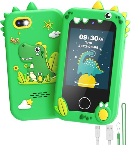UCIDCI Téléphone Enfant Jouet pour Fille 3-7 Ans, Baby Phone avec Caméra Double, Téléphone Portable pour Enfant Jeux Éducatif 3 Ans, Lecteur MP3 Jouet Enfant 3 Ans Cadeau Enfant Anniversaire (Vert)