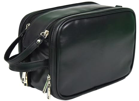 Rasierset-Tasche, Badetasche für Männer, Reisebox in der Rasiertasche aus PU, Toiletten-Organizer, Kosmetiktasche für Männer, Reisetasche für Badezimmer, große Kapazität, P, schwarz, Consulte la