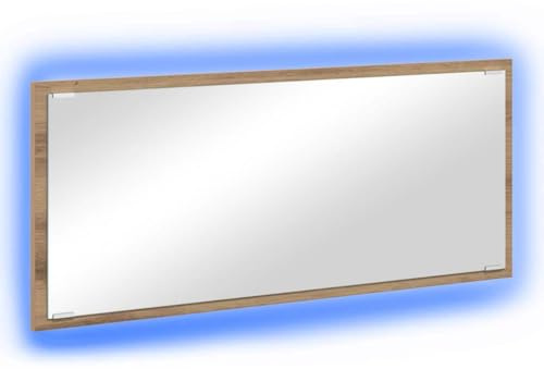 vidaXL Spiegel Artisan-Eiche 90 x 8,5 x 37 cm Holzwerkstoff, Moderne rechteckige Wandspiegel, LED-Vanity, Coole Badezimmerdeko, platzsparend und funktionell mit Licht