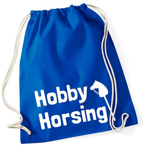 Huuraa Turnbeutel Hobby Horsing Steckenpferd 12 Liter Bright Royal Baumwolle Rucksack Geschenkidee