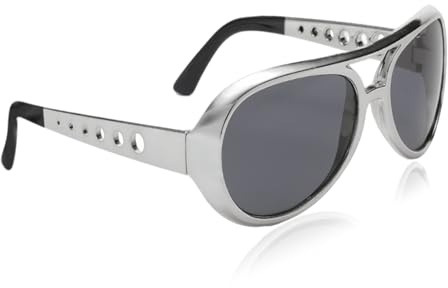 jerbro Fette Gangster Brille 70er 80er 90er Hustler Rapper Hiphop Kostüm Bad Taste Sonnenbrille für Karneval Mottopartys Halloween Fasching Cosplay Party (1, Silberner Rahmen/graue Gläser)