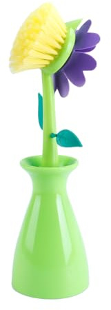 Durlo 2 Stück Reinigungsbürste in Blumenform mit abnehmbarem Griff für Küche, Bad, Toilette, Schüssel, Geschirr, Topfreiniger, Grün