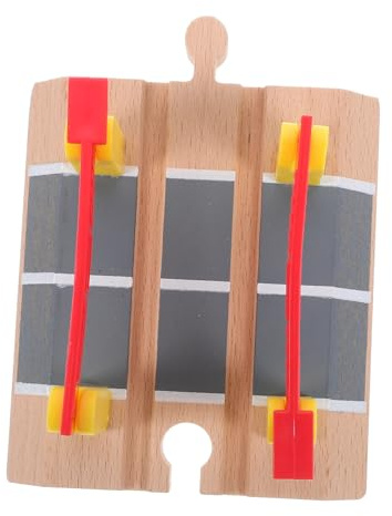 LRXIYODE Holz Eisenbahn Gleis Zubehör DIY Schranke Modell Robustes Holz Plastik Material Glatte Oberfläche Realistische Bahnübergang Sperre für Garten Spielzimmer