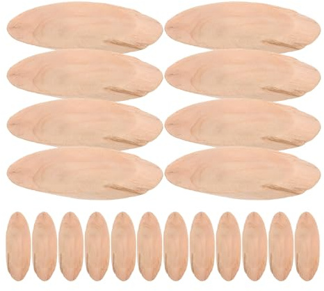 DEARMAMY 20pcs Decorative Wood Chips Unfinished Wood Oval Pieces for Christmas Tree Ornaments and DIY Woodworking Crafts