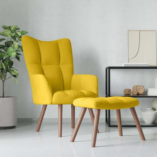 Générique Chaise de Relaxation avec Repose-Pied Jaune Moutarde Velours,Meubles,Fauteuils et chaises,Fauteuils,328069