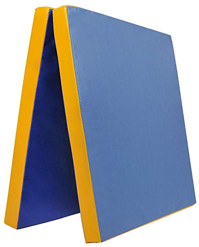 Grevinga Klappbare Turnmatte RG 35 – 200 x 100 x 6 cm – Blau/Gelb - Made in Germany - Faltbare Gymnastikmatte für Fitness, Sport und Gymnastik, Rutschfest und Platzsparend, Weichbodenmatte