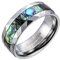 JewelryWe Wolframcarbid Ring mit Abalone Muscheln Inlay Schrägkanten Unisex Ring 8mm Breite 2,3-2,5mm Stärke Größe 54 bis 67 Schwarzgrau mit Mehrfarbig Modern Statement Ring für Herren und Damen