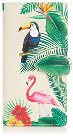 Shagwear Junge-Damen Geldbörse, Large Purse Designs: (Flamingos Creme/Flamingos)