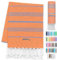 LeStoff Hamamtuch - 100% Bio-Baumwolle, 95 x 180 cm, Vorgewaschen, Saugstark, Schnelltrocknend, Leicht, Kompakt, Sporthandtuch, Fitness Handtuch, Yoga Handtuch, Handtuch groß (Orange - Sky Blue)