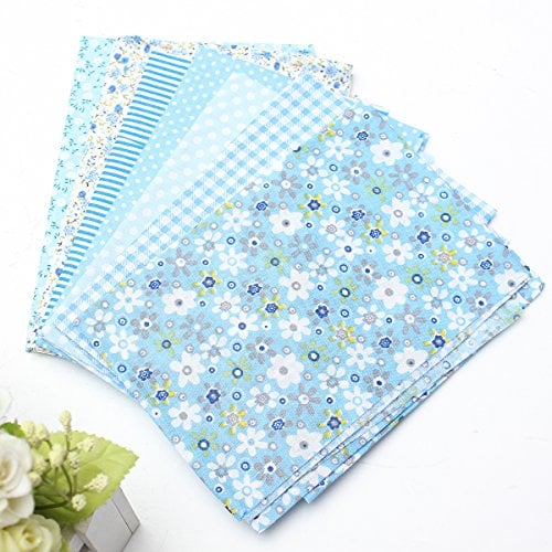 7 Stück Baumwollstoff Stoffpakete Patchwork Stoffe Baumwolle Stoffreste Himmel Blau 50x50cm