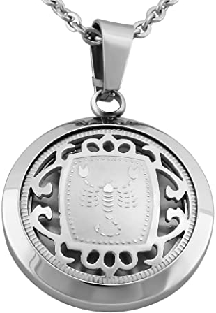 Hanessa Personalisierte Kette mit Gravur Edelstahl 50 cm mit Anhänger Sternzeichen Skorpion in silber - Personalisierte Halskette für Männer und Frauen - Personalisierter Schmuck Damen Herren