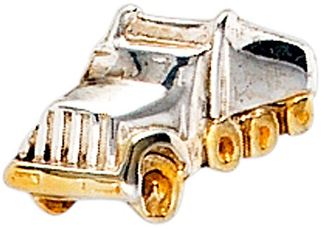 Jobo Herren-Einzel-Ohrstecker LKW aus 925 Sterling Silber Bicolor vergoldet