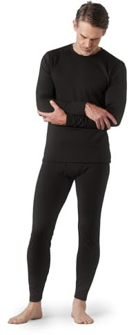 LAPASA Herren Innenfleece Thermounterwäsche Set, Thermounterhemd & Thermohosen Funktionsunterwäsche M24, Schwarz (Extra warm), L