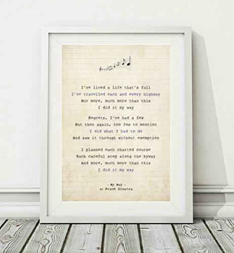 Didymus Co Frank Sinatra – My Way – Liedtext Kunstdruck (ungerahmt) – Größen A4 A3, A4