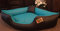 Hundebett Eckbett Hundesofa Schlafplatz Kunstleder Canto (130 cm X 130 cm, Schwarz Türkis)