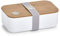 Zeller 14730 Lunch Box, Kunststoff/Bamboo, Brotdose, weiß, ca. 19,3 x 11,8 x 6,8 cm, Bento Box mit Bambusdeckel
