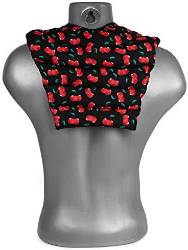 Nackenhörnchen mit Rückenteil. cherry-black. Kirschkernkissen. Nackenkissen. Rücken Wärmekissen