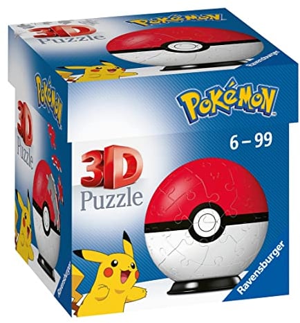 Ravensburger - Puzzle 3D Ball - Poké Ball Pokémon - A partir de 6 Ans - 54 pièces numérotées à Assembler sans Colle - A Collectionner - Support Inclus - 11256