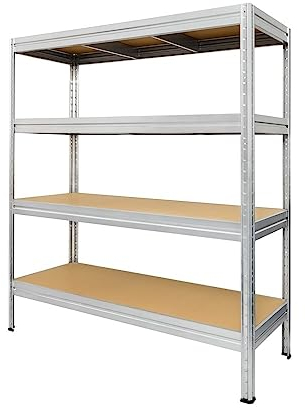 Steinbock Schwerlastregal Typ XXL verzinkt - 2.000 kg Tragkraft - HxBxT 177 x 200 x 60 cm - Steckregal mit 4 höhenverstellbaren Böden - 500 kg Fachlast - Made in EU - Metallregal - Fachbodenregal